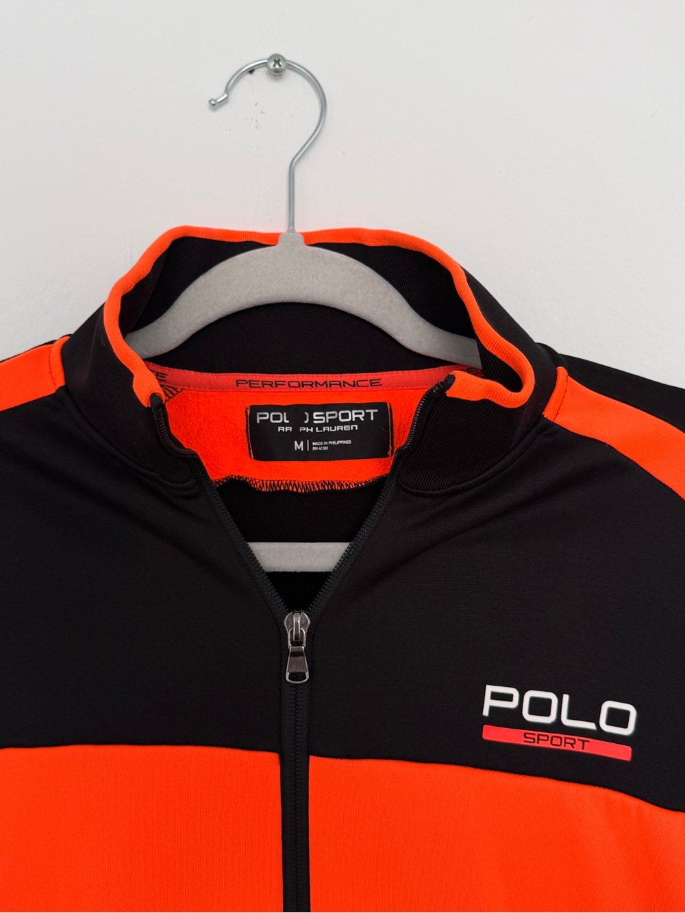 Polo by Ralph Lauren Black and Orange Athletic Zip-Up Jacket - Picture 2 of 4